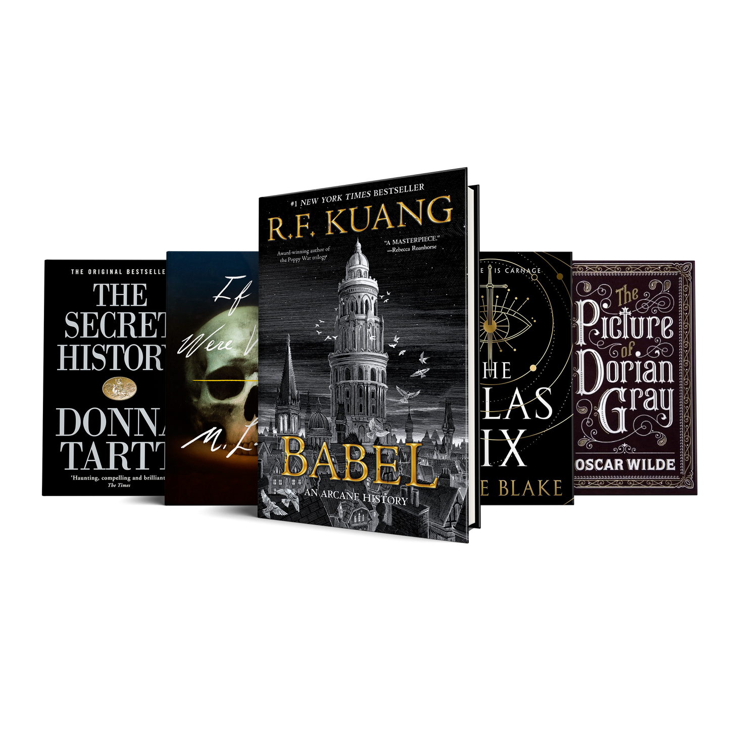 Dark, twisted, and mysterious Book Set (Babel, The atlas six, The picture of Dorian Gray, If we were villains, The secret history by Donna Tartt