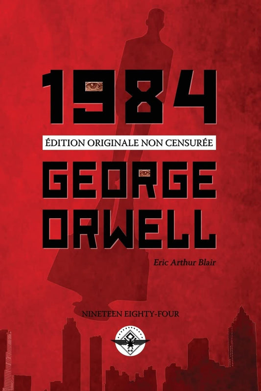 1984 by George Orwell - "De tous les carrefours importants, le visage à la moustache noire vous fixait du regard. BIG BROTHER VOUS REGARDE, répétait la légende, tandis que le regard des yeux noirs pénétrait les yeux de Winston...