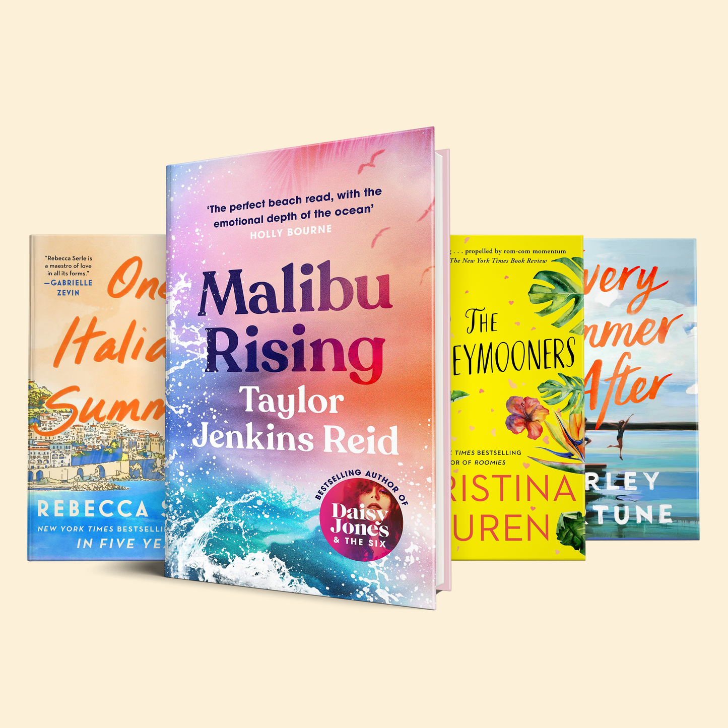 Starter pack for a hot summer 2025 : malibu rising, unhoneymooners, one italian summer, Heart bones