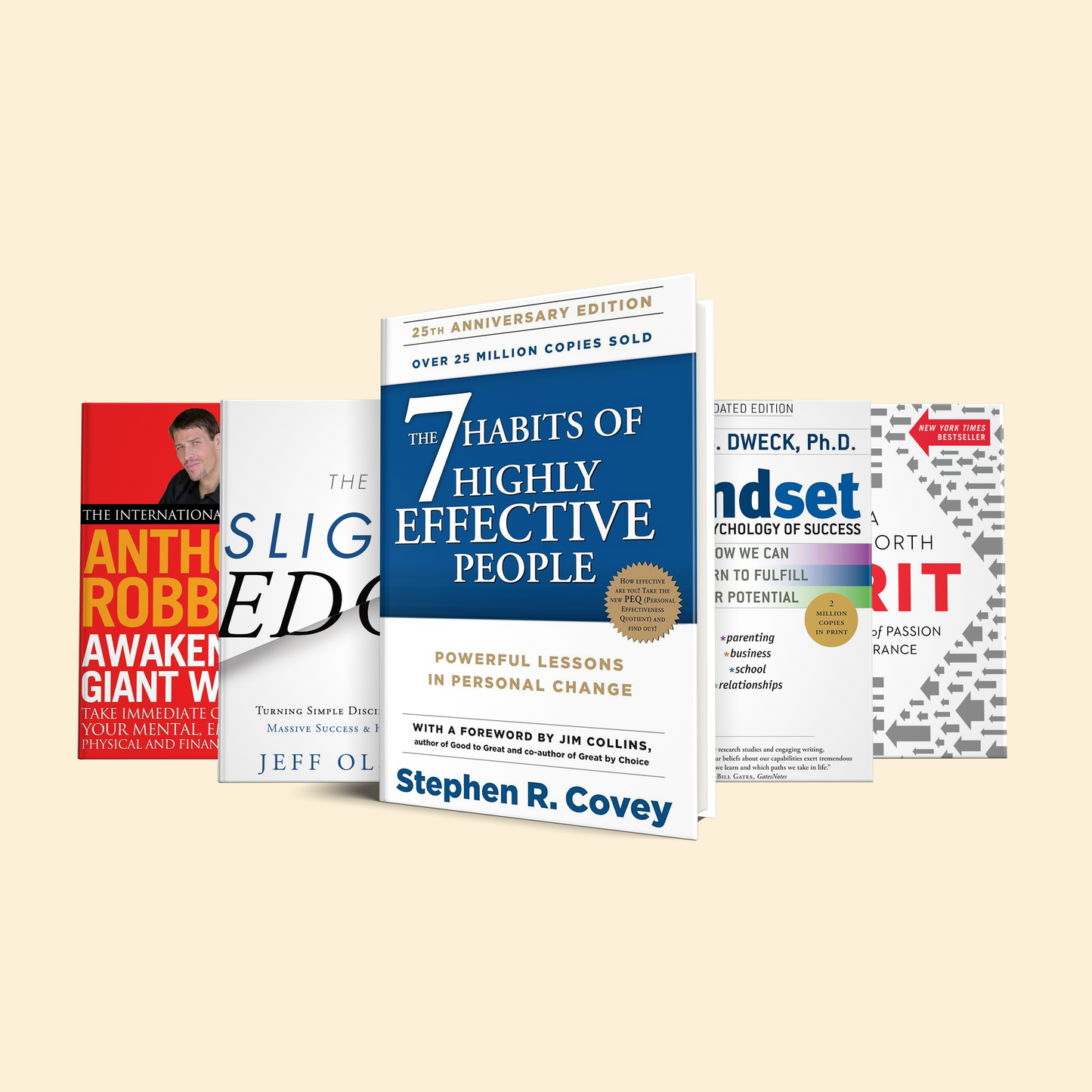 5 Books on Personal Growth: The 7 Habits of Highly Effective People, Mindset: The New Psychology of Success, Grit, The Slight Edge, Awaken the Giant Within
