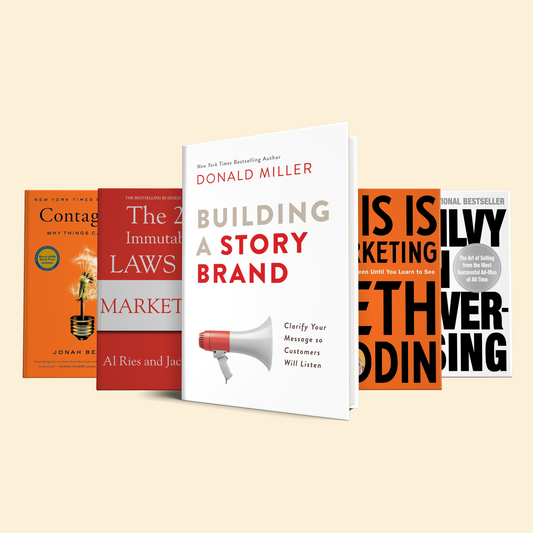5 Books for the elite marketer: (Building a story brand, This is marketing, ogilvy on advertising, The 22 Immutable Laws of Marketing,Contagious)