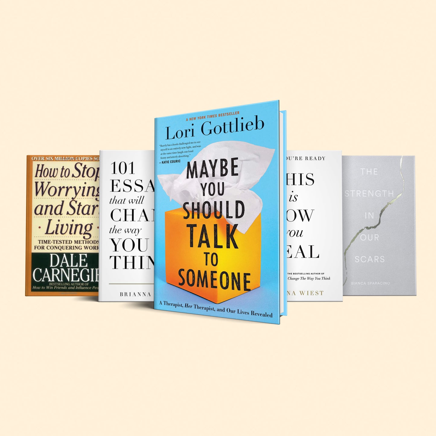 Get over your ex set of books: (Maybe you should talk to someone, When you're ready this is how you heal, 101 essays, the strength in our scars, how to stop worrying and start living)