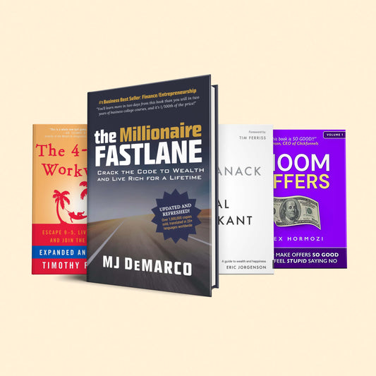 4 Books that will help you make over 100k$ in 2024: (the millionaire fastlane, the almanack of naval ravikant, the 4-hour workweek, 100M$ offer)
