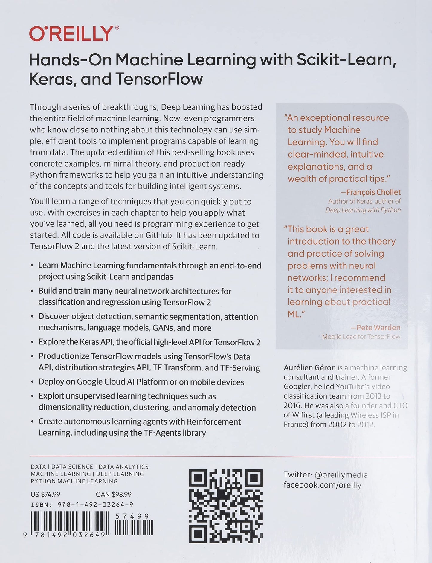 Hands-On Machine Learning with Scikit-Learn, Keras, and Tensorflow: Concepts, Tools, and Techniques to Build Intelligent Systems