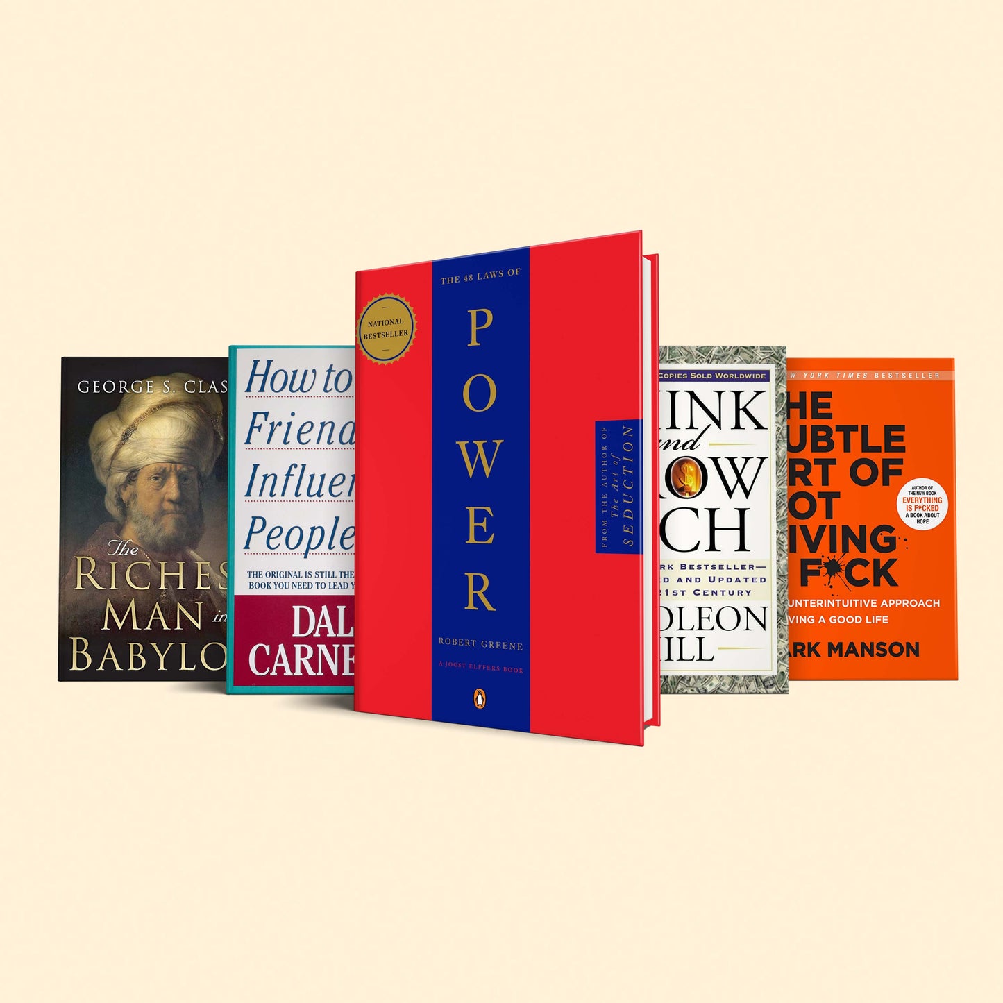 5 Must read books for Ambitious Men in their 20's : Think and grow rich, The 48 laws of power, How to win friends and influence people, The subtle art of not giving a fuck, The richest man in babylon