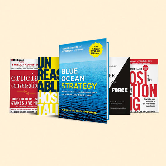 Patrick bet david's Must Reads : Blue ocean strategy, Power vs Force, Unreasonable hospitality, Crucial Conversations, Positioning: The Battle for Your Mind