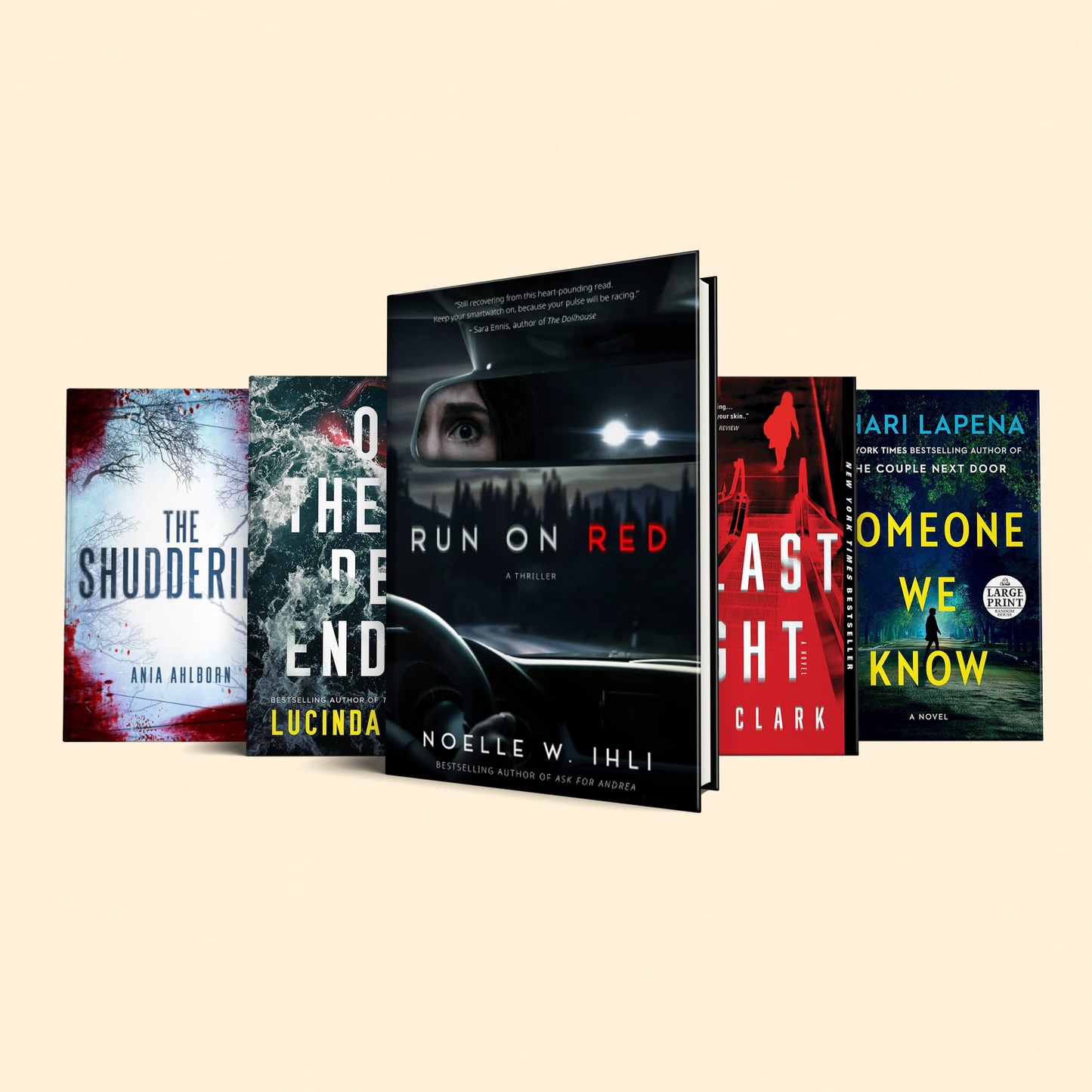 5 Fast paced thrillers : (Run on red, The last flight, Someone we know, Off the deep end, The shuddering)