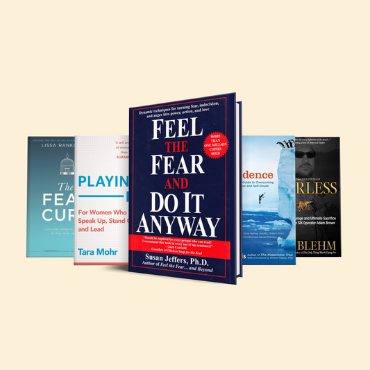 5 Overcoming Fear books: Feel the Fear and Do It Anyway+The Confidence Gap+Fearless+Playing Big+The Fear Cure