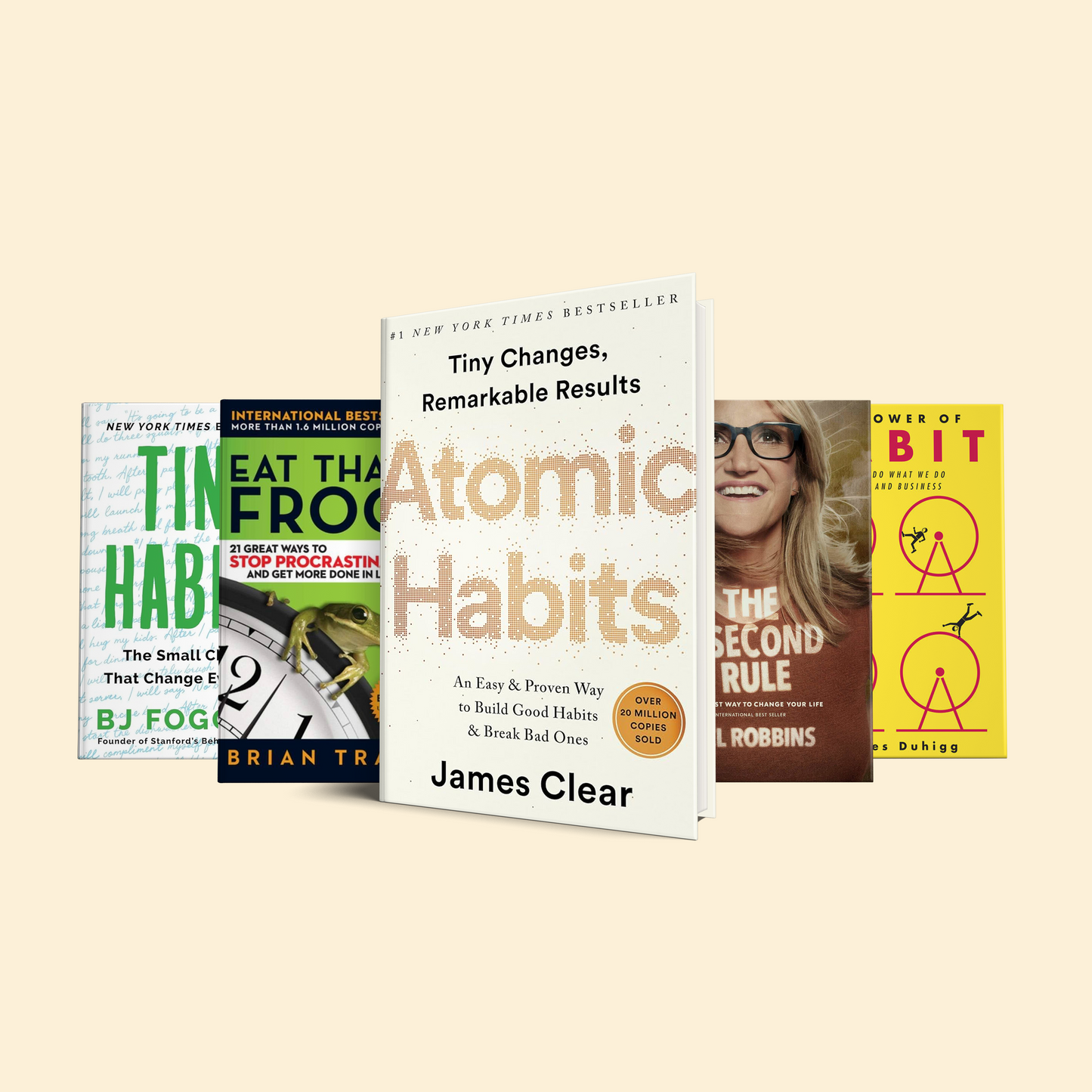 5 Overcoming Procrastination and Building Habits books: Atomic Habits+The 5 Second Rule+The Power of Habit+Eat That Frog!+Tiny Habits