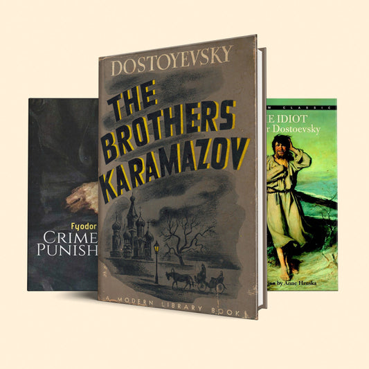 Fyodor Dostoyevesky Book Set : Crime & punishment, The idiot, The brothers Karamazov