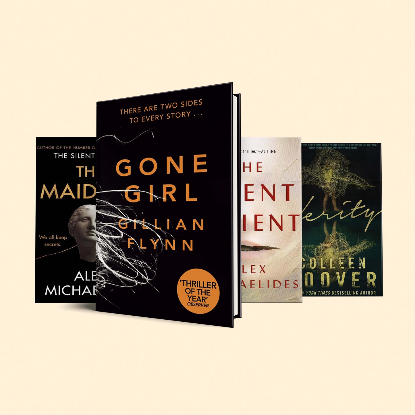 4 Psychological Thriller Books That Will Mess With Your Mind :The silent patient, Verity, The maidens, Gone girl