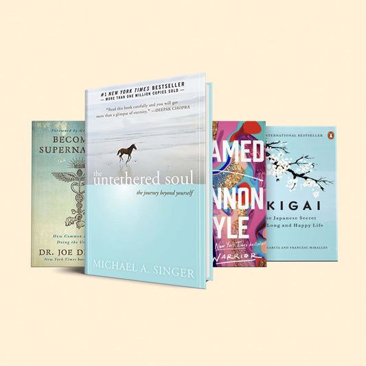 4 Spiritual Books to Change the Way You See Everything Set : The untethered soul, Untamed, ikigai, becoming supernatural