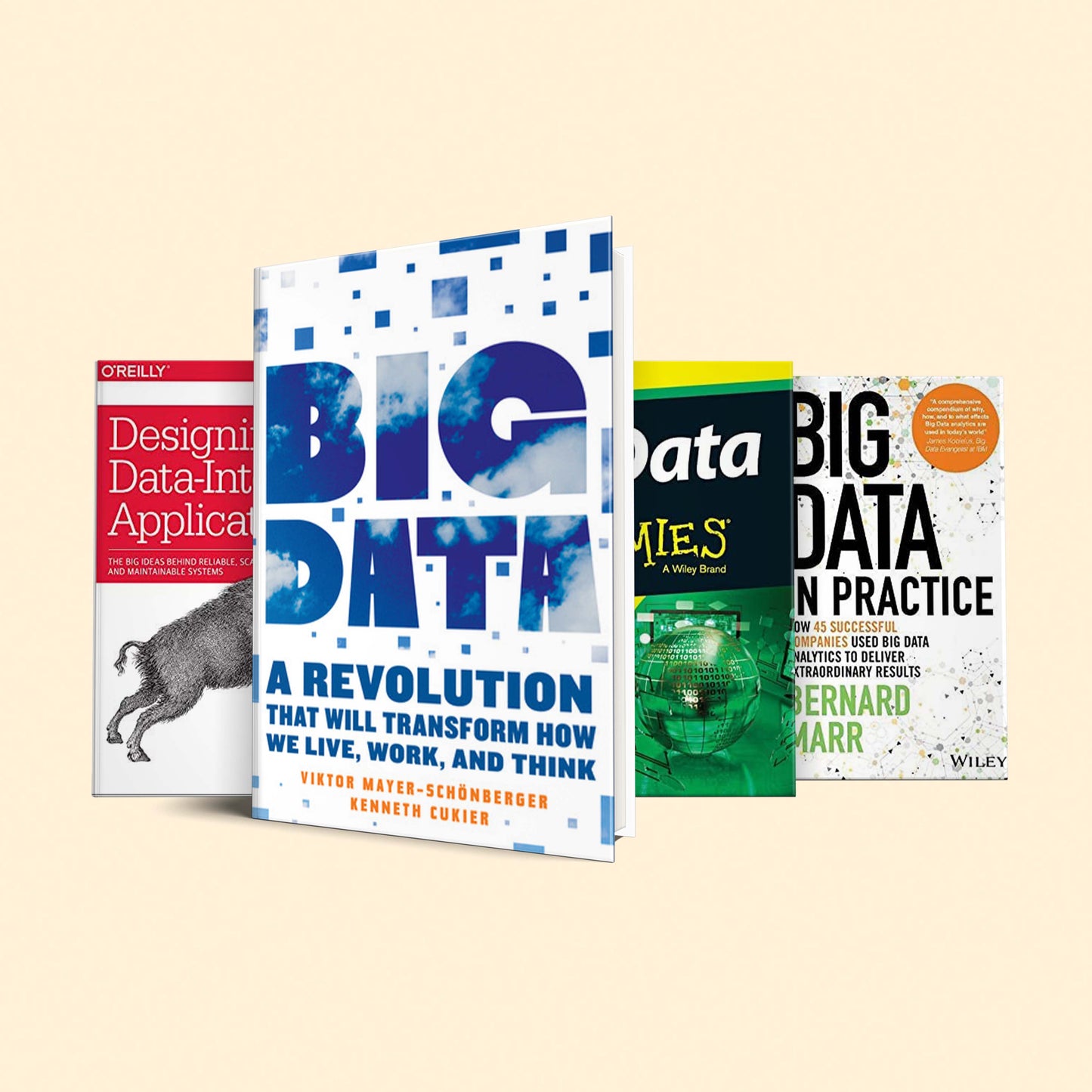 4 Big data book set : Big Data: A Revolution That Will Transform How We Live, Work, and Think, Big Data For Dummies, Designing Data-Intensive Applications, Big Data in Practice