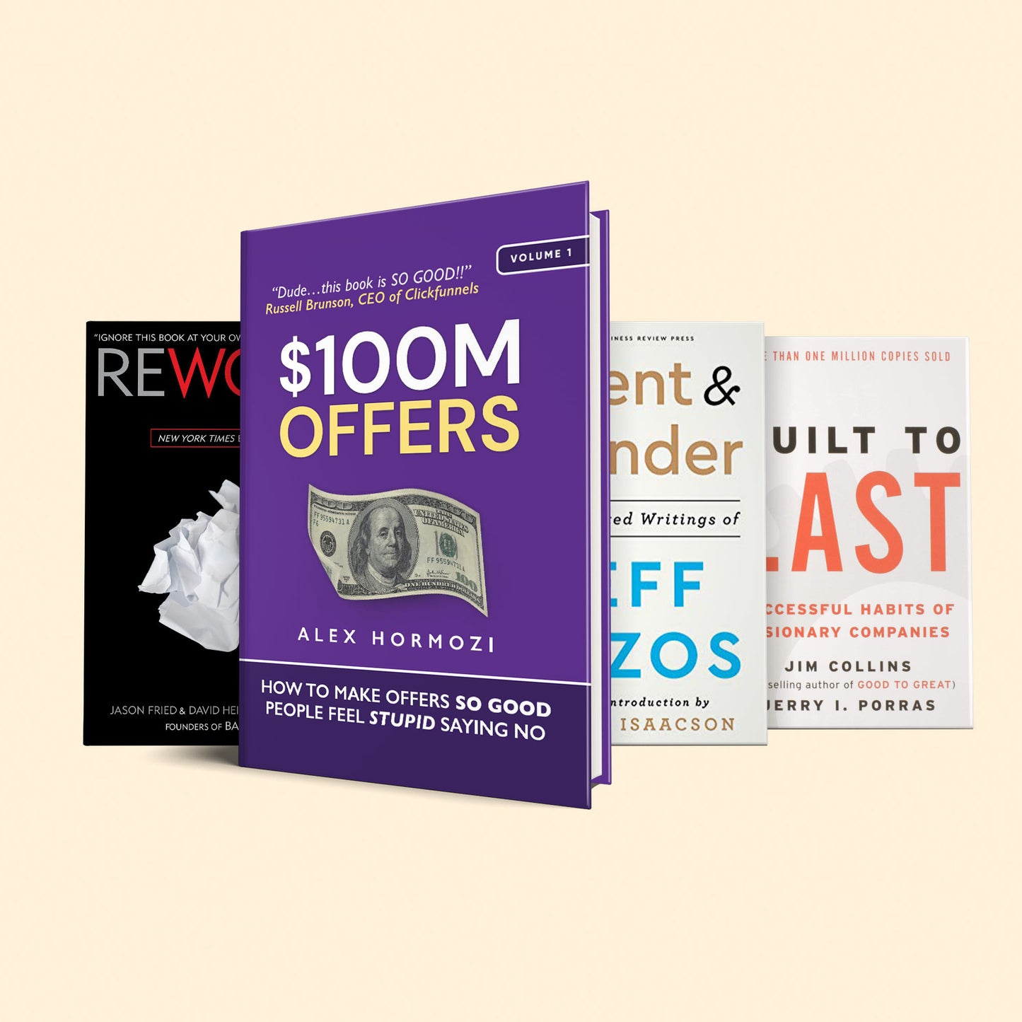 4 Books to master the art of business: ($100M Offers, invent & wander, Rework, Built to last)