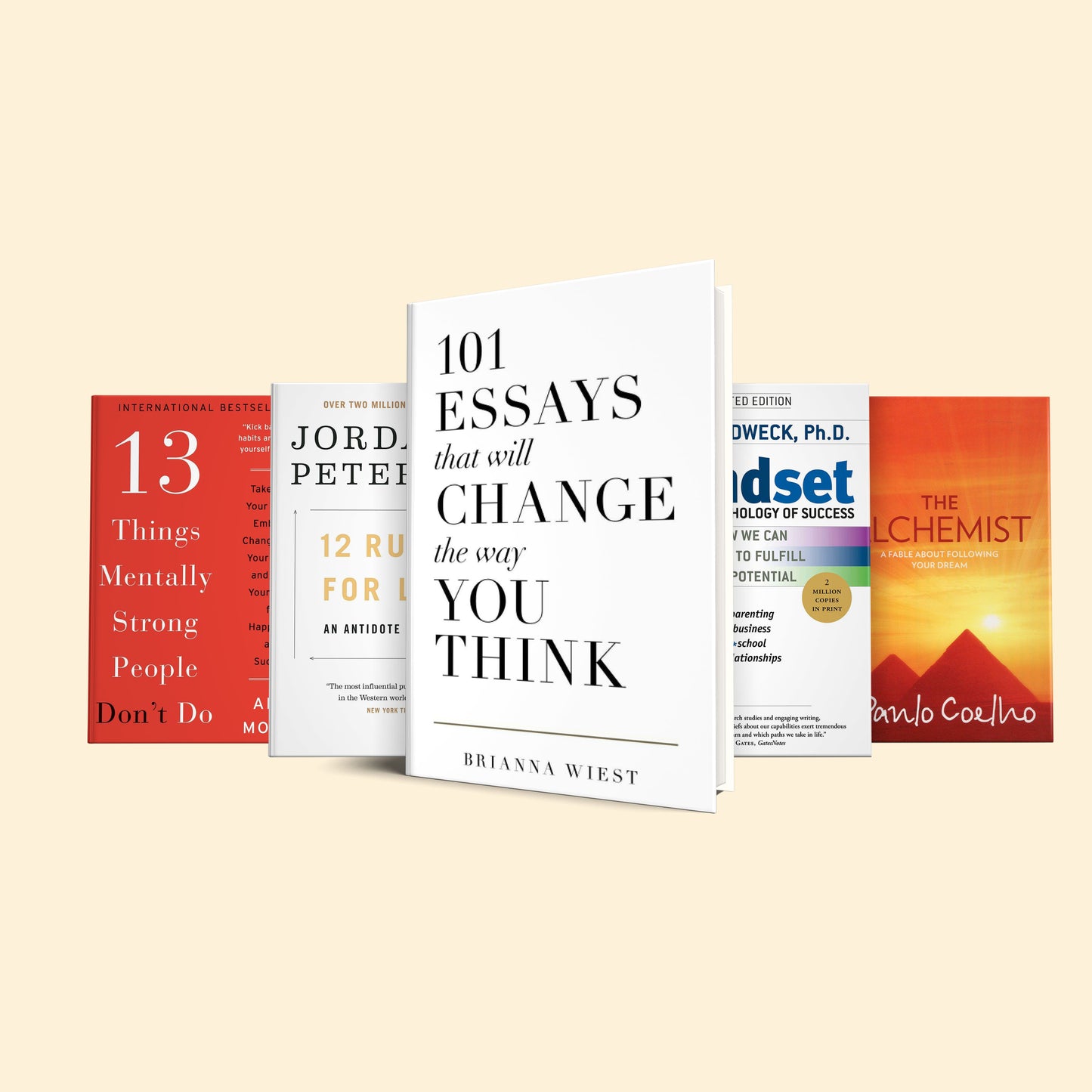 5 Books set that will make you embrace your potential : 101 essays, Mindset the new psychology, 12 rules for life, Alchemist,13 things mentally strong