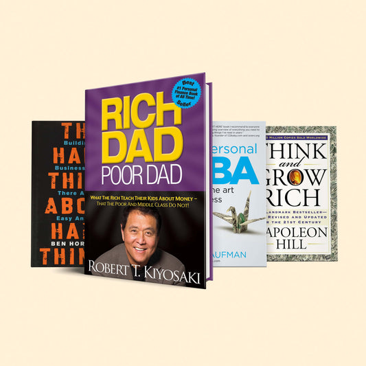 4 Books that will teach you more than an MBA: (Rich dad poor dad, The personal MBA, The hard things about hard things, Think and grow rich)