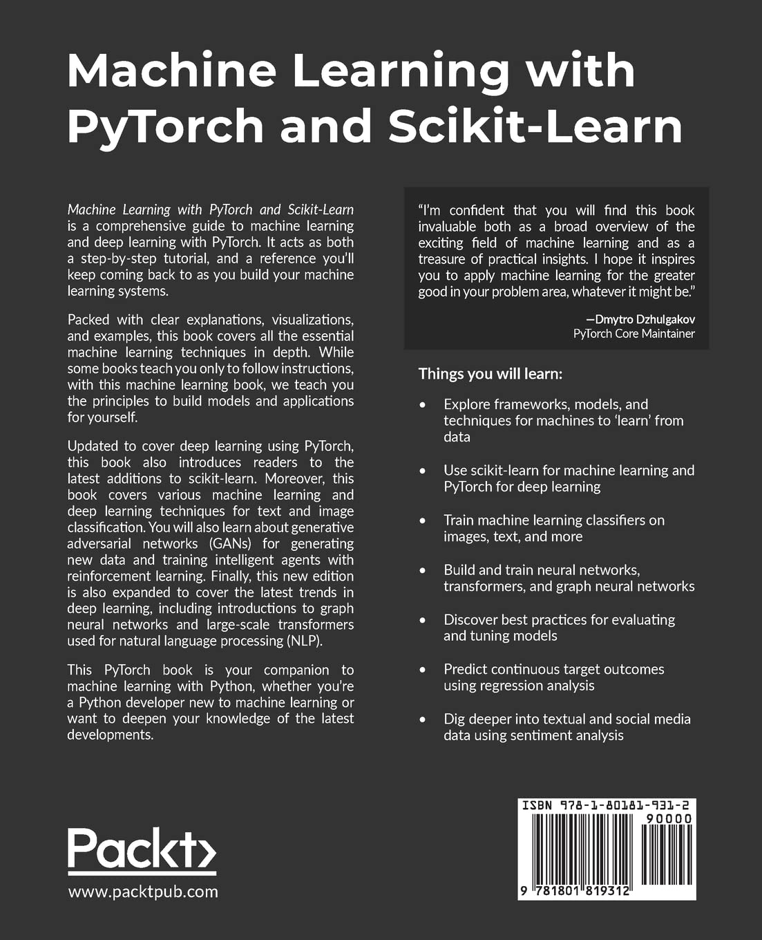 Machine Learning with PyTorch | English Books Maroc | Books on demand ...