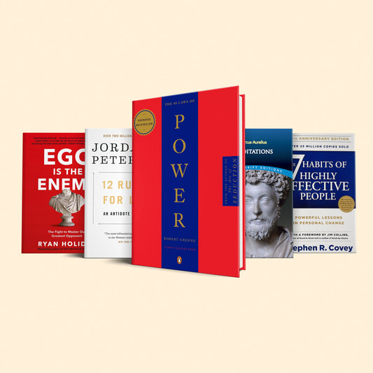 Life-Changing Book Set : 48 laws of power, The meditations, 12 rules for life, The 7 habits, Ego is the enemy