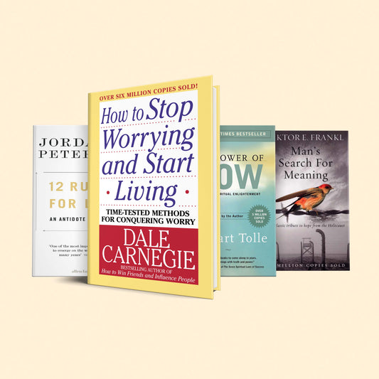 4 Books To Tackle Anxiety & Depression: (How to stop worrying and start living, the power of now, man's search for a meaning, 12 Rules for life)