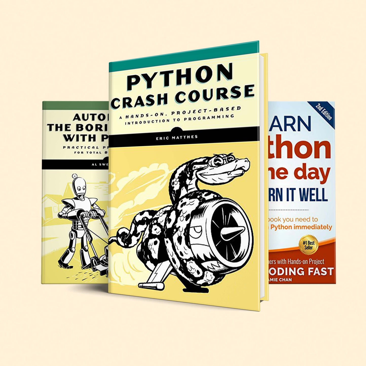 3 Python beginner book set : Python Crash Course, Learn Python in One Day and Learn It Well, Automate the Boring Stuff with Python