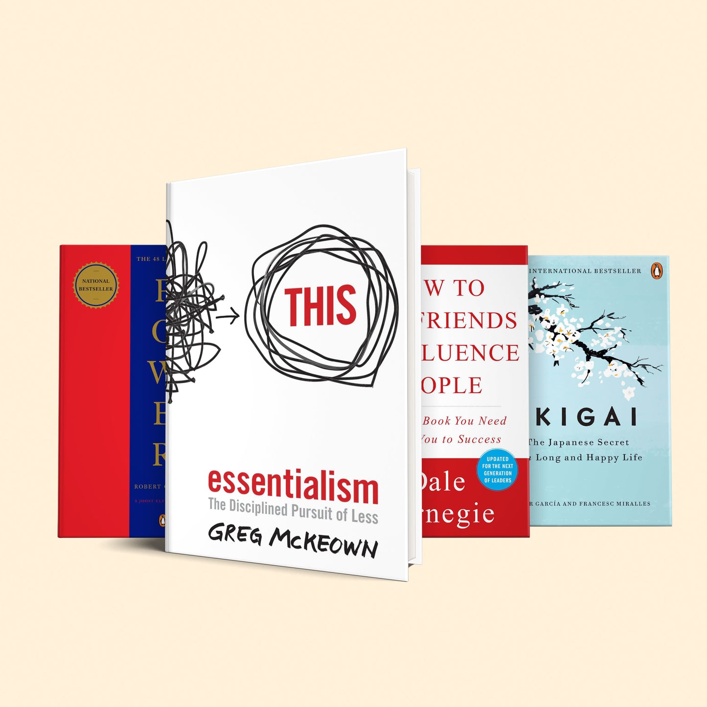 4 inspiring Books to Help You Become the Person You Want to Be : Essentialism, How to win friends & influence people, 48 laws of power, ikigai