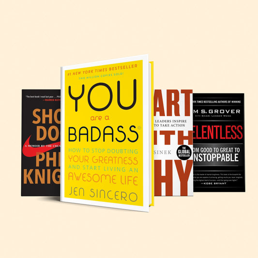 Books that will get you out of your comfort zone : You are a badass, Shoe dog, Start with why, Relentless