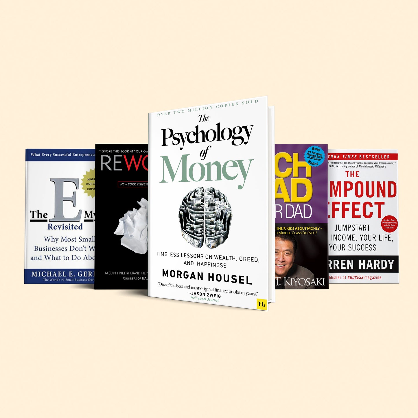Choose your 'hard' Book Set : Psychology of money, Rich dad poor dad, E-myth revisited, The compound effect, Rework
