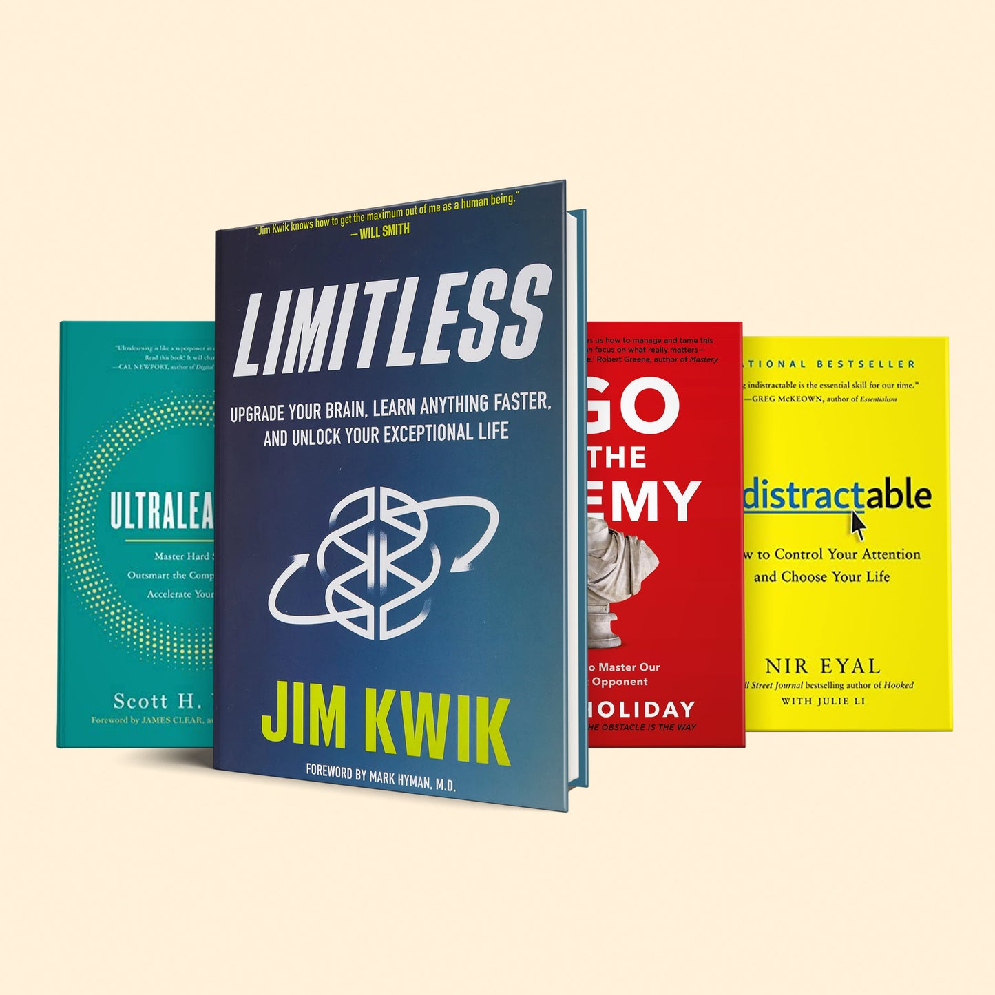 Unlocking your exceptional life Book Set : Ego is the enemy, Limitless, Ultralearning, indistractable